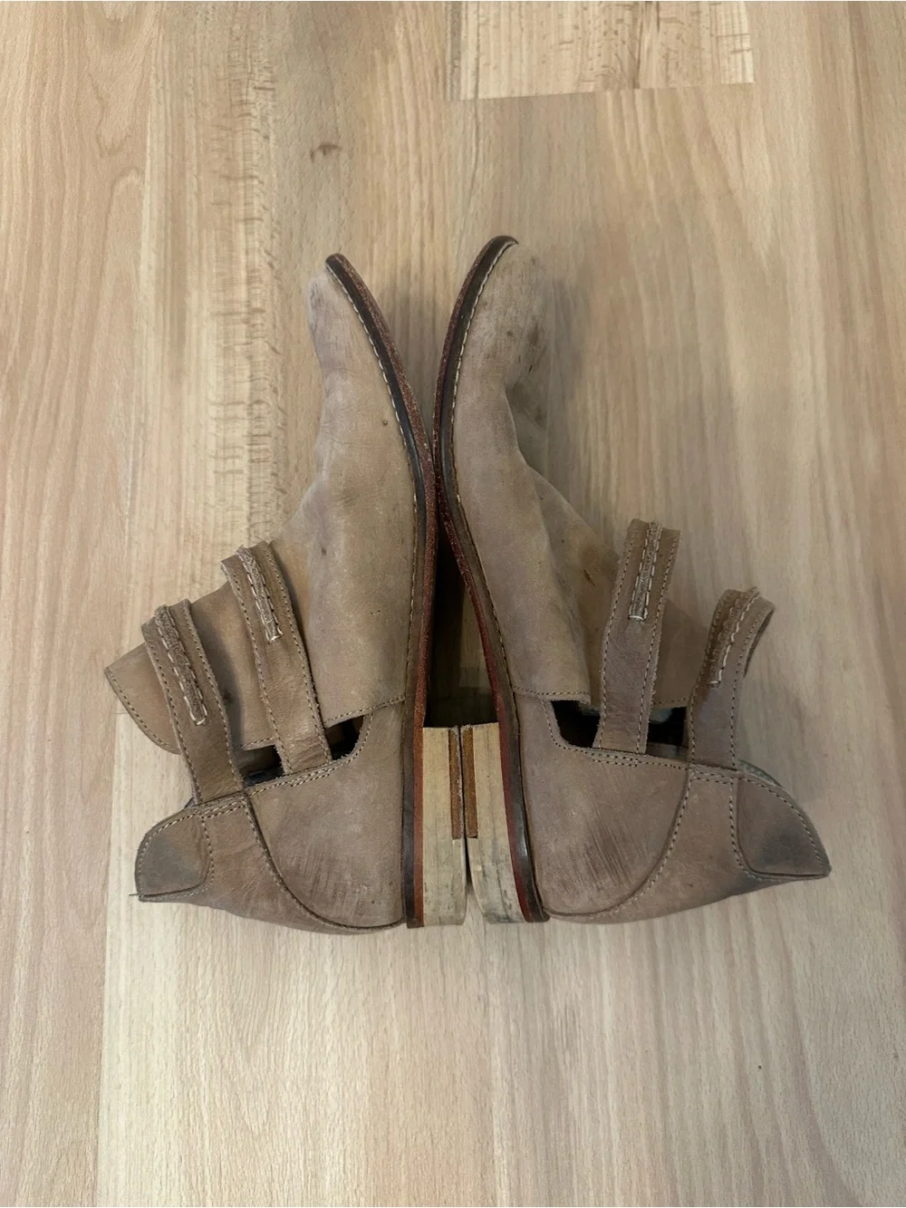 Free People Double-Buckle Suede Ankle Boots in Tan